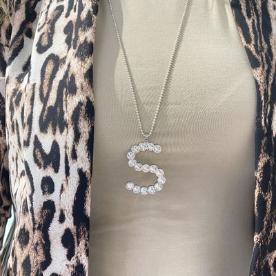 XL S Initial Silver/Clear Pendant