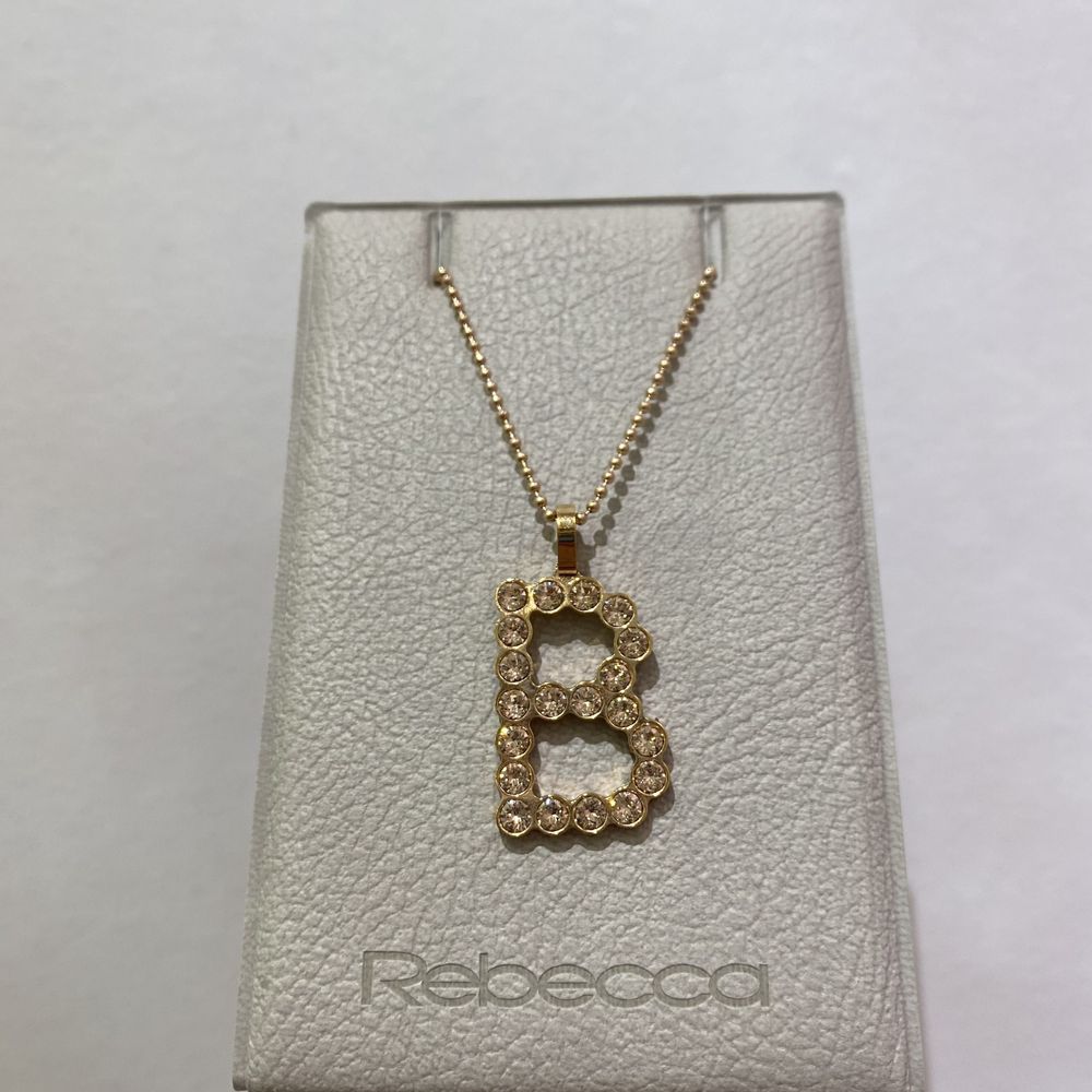 B Initial Bling Pendant Rose/Champagne