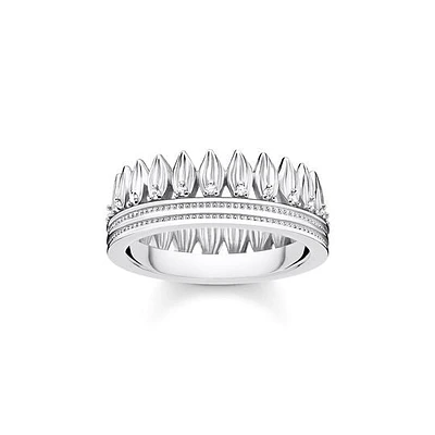 Silver Leaves Crown Ring Size 7