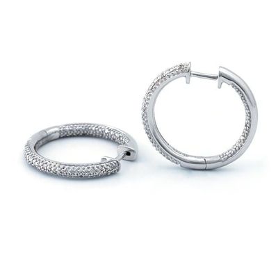 Silver In and Out Diamond Hoop Earrings