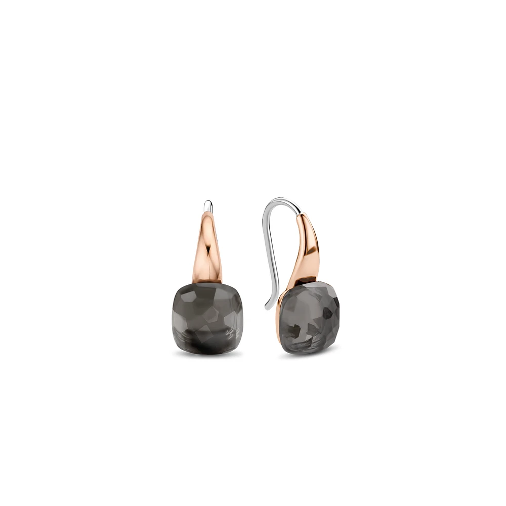 Faceted Cushion Grey Earrings