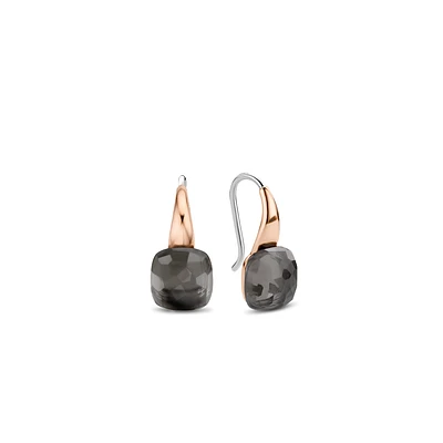 Faceted Cushion Grey Earrings