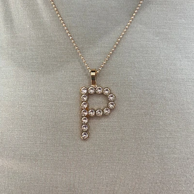 P Initial Bling Pendant Rose/Champagne