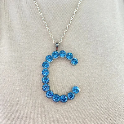 XL C Initial Pendant Blue/Black