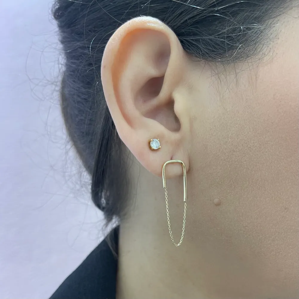 U Shape and Chain Earrings