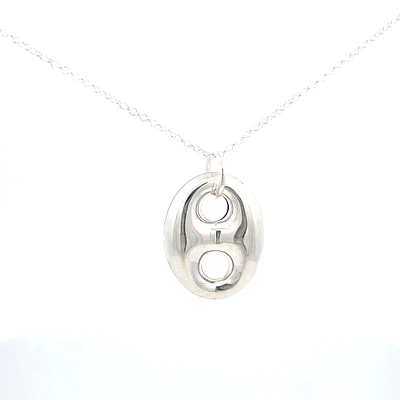 Puffed Mariner Silver Pendant 35MM
