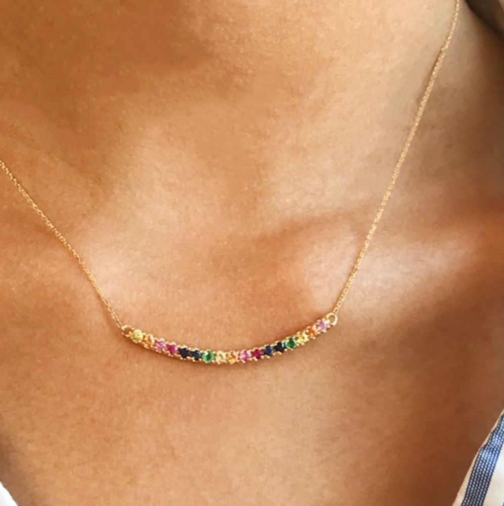 Rainbow Smile Bar Necklace