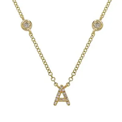 Pave Diamond Initial Bezel Diamonds Necklace