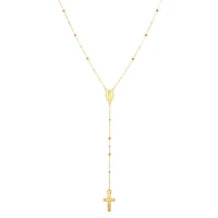 14K Tri Gold Rosary Necklace 26''
