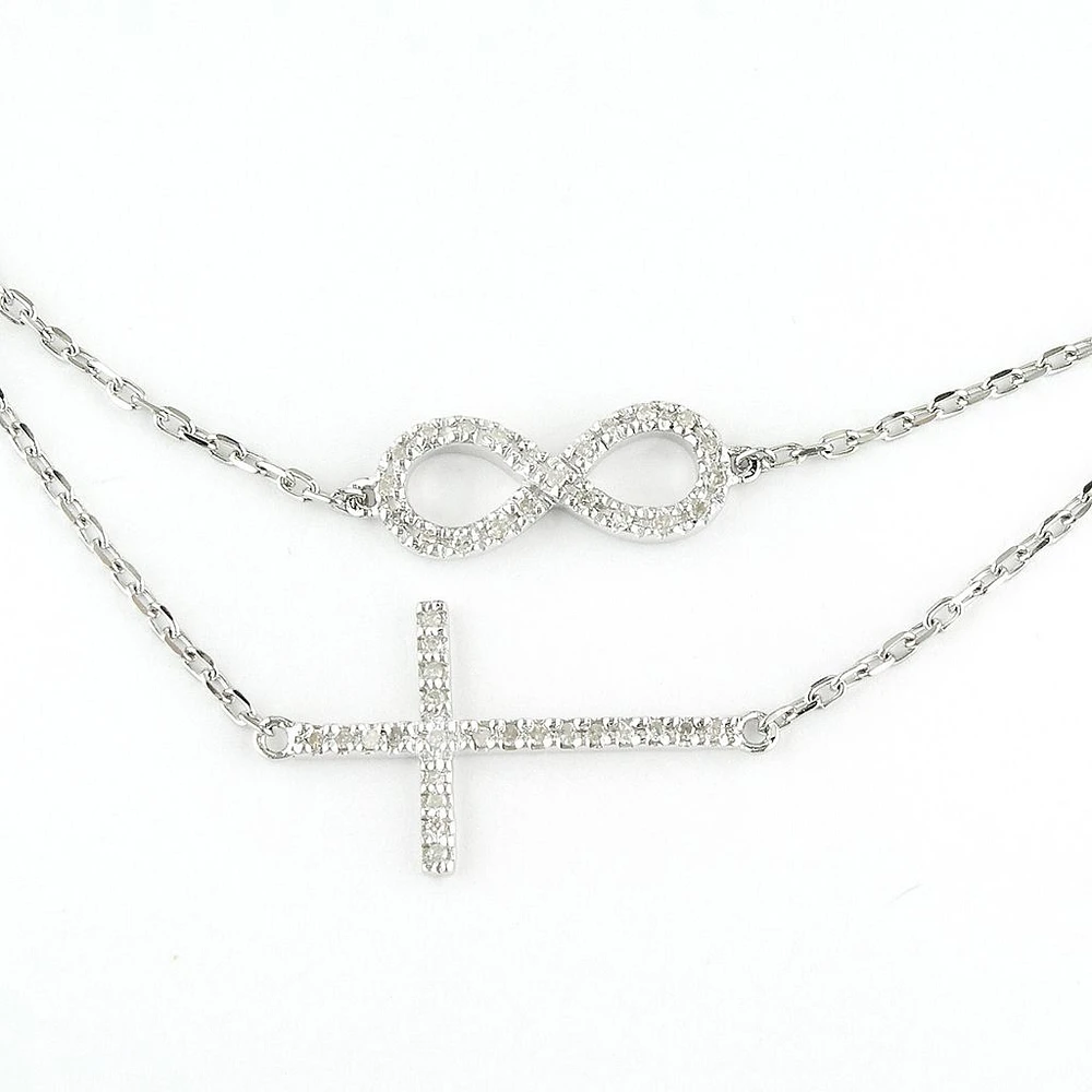 Infinity Cross Double Layer Necklace