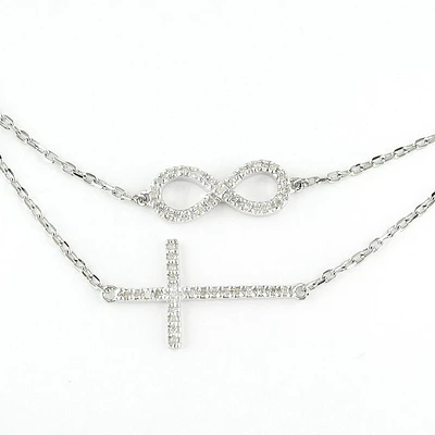 Infinity Cross Double Layer Necklace