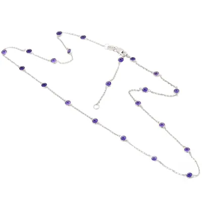 Amethyst Bezel Set Silver Necklace