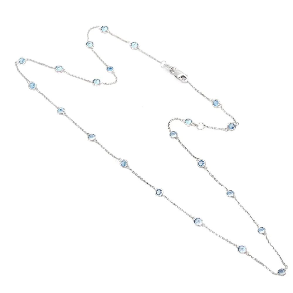 Blue Topaz Bezel Set Necklace