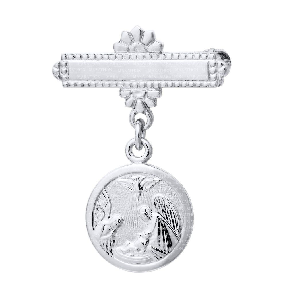  Guardian Angel Baby Pin 14K White Gold