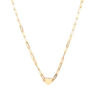 Heart Paperclip Link Necklace 14K