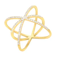 Crossing Diamonds Ring 14K