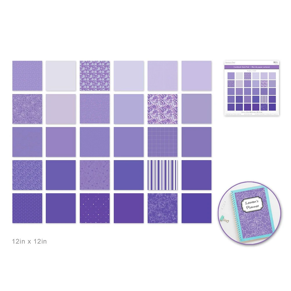 Bloc papier Forever in Time - 30 feuilles - Violet