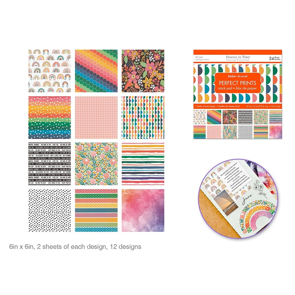 Forever in Time Paper Pad - 24 Sheets - Rainbow