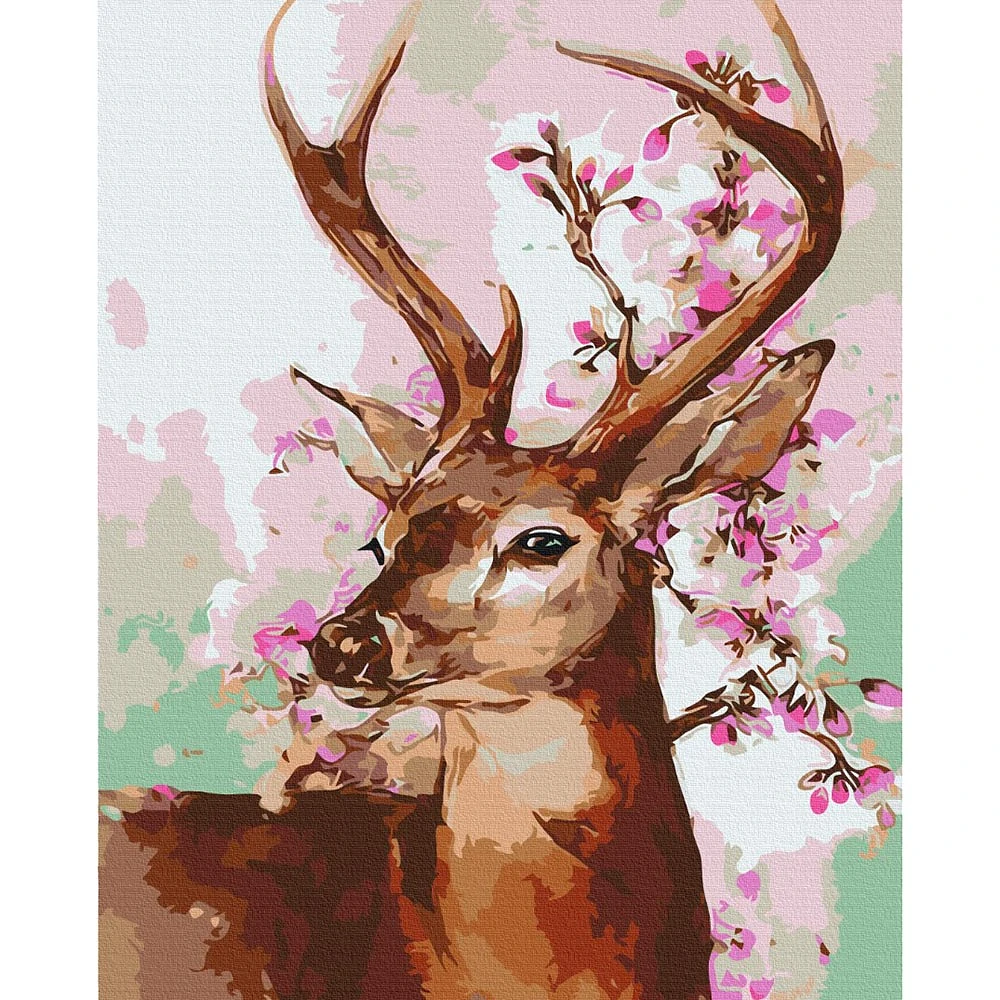 Paint by Numbers Kit - "Deer and Sakura"