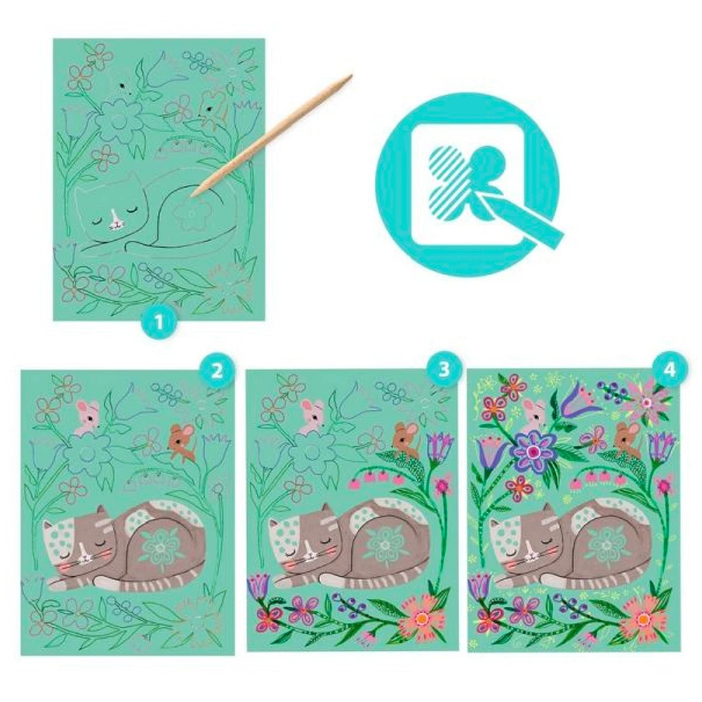 Ens. 4 cartes à gratter - Rencontres
