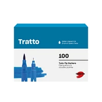 Tratto Double-Tip Markers - Assorted Colours, 100 Pieces