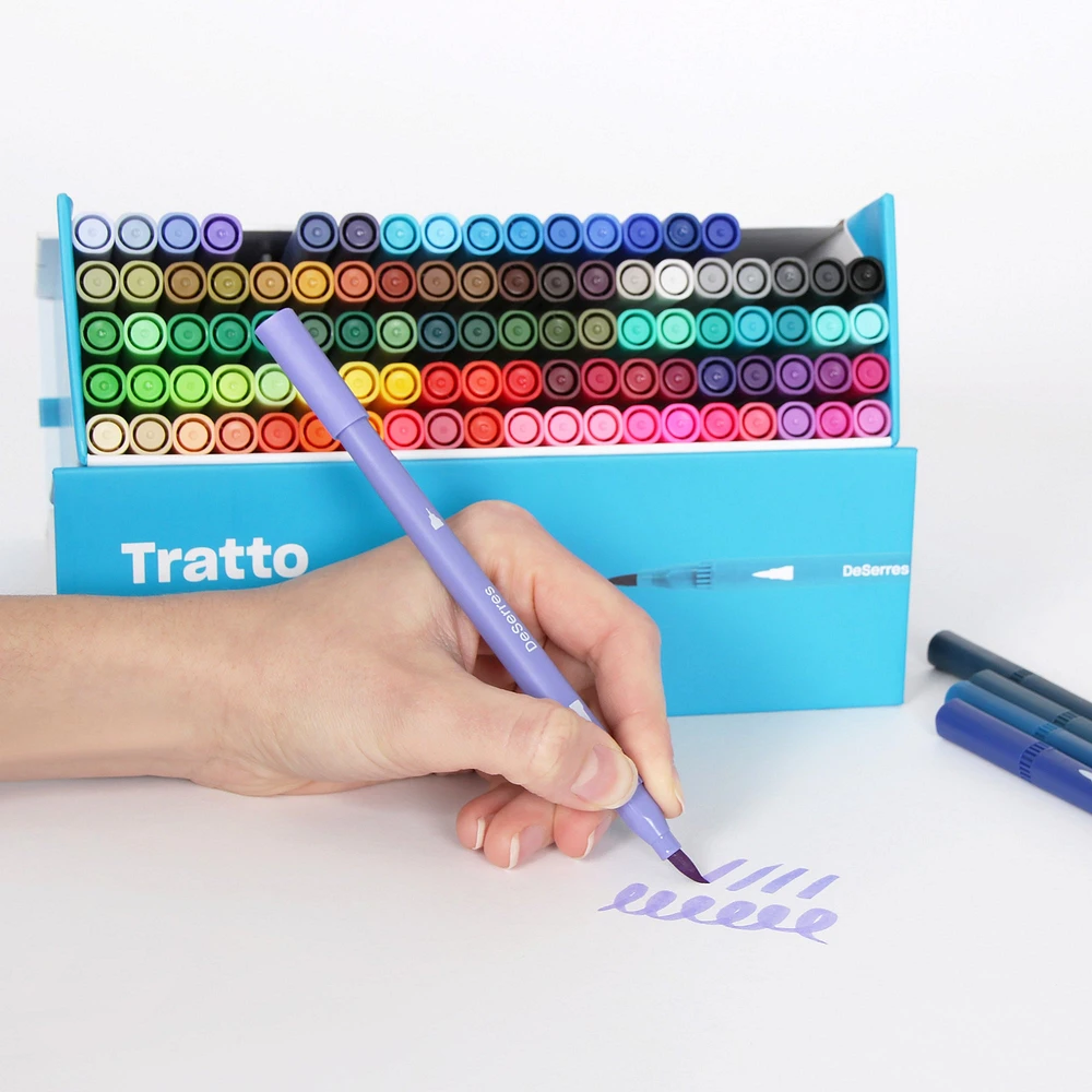 Tratto Double-Tip Markers - Assorted Colours, 100 Pieces