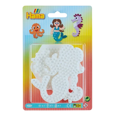 3-Pack Hama Pegboards - Mermaid, Seahorse & Hexagon