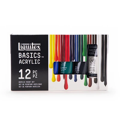 Ensemble acrylique Basics - viscosité moyenne, couleurs assorties, 12 pièces