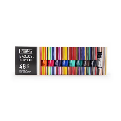 Ensemble acrylique Basics - viscosité moyenne, couleurs assorties, 48 pièces