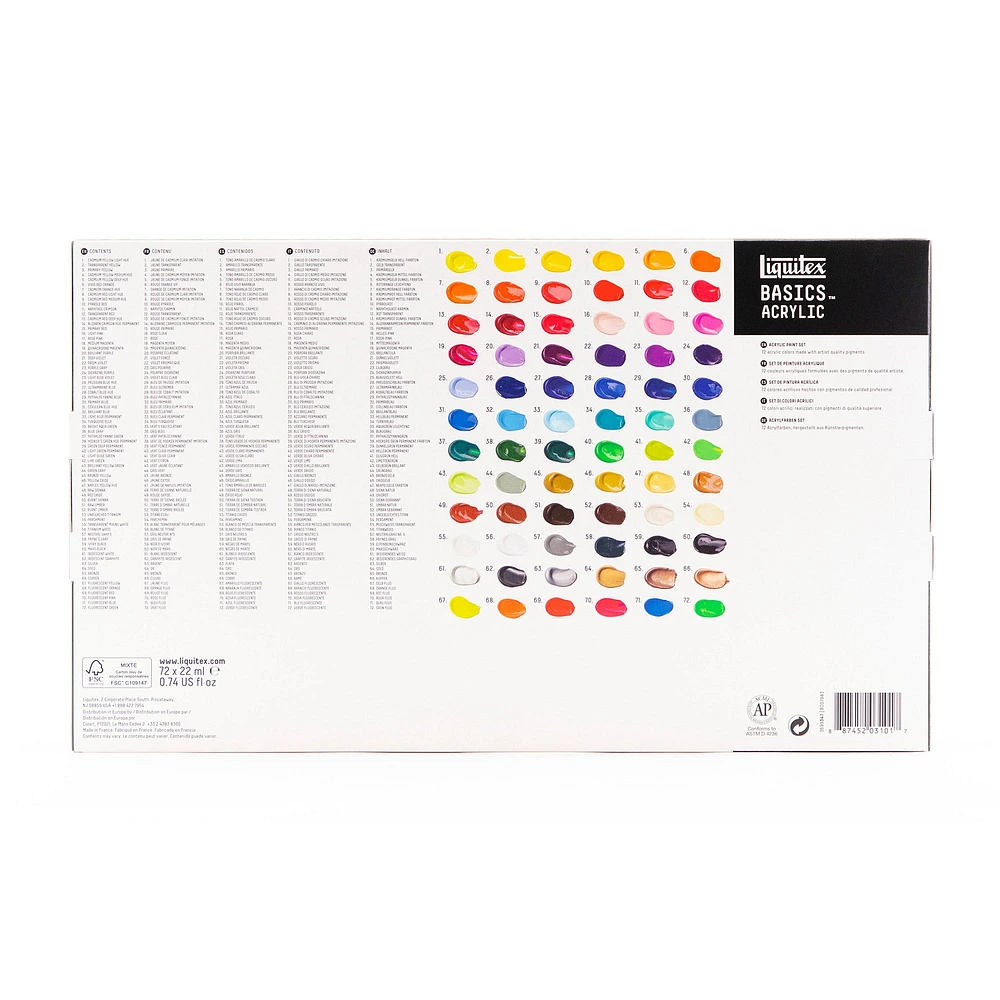 Basics Acrylic Kit - Medium Viscosity, Assorted Colours, 72 Pieces