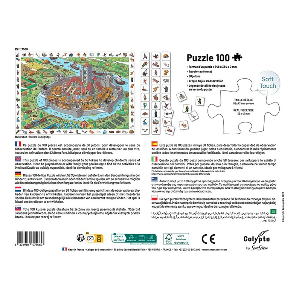 XXL Kids' Seek & Find Puzzle - The Castle Fortress, 100 Pieces