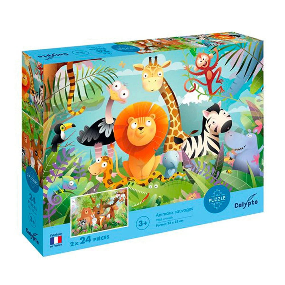 Kids' Puzzles - Wild Animals, 2 x 24 Pieces