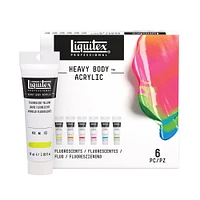 Heavy Body Acrylic - High Viscosity, Fluorescent Colours, 6 Pieces