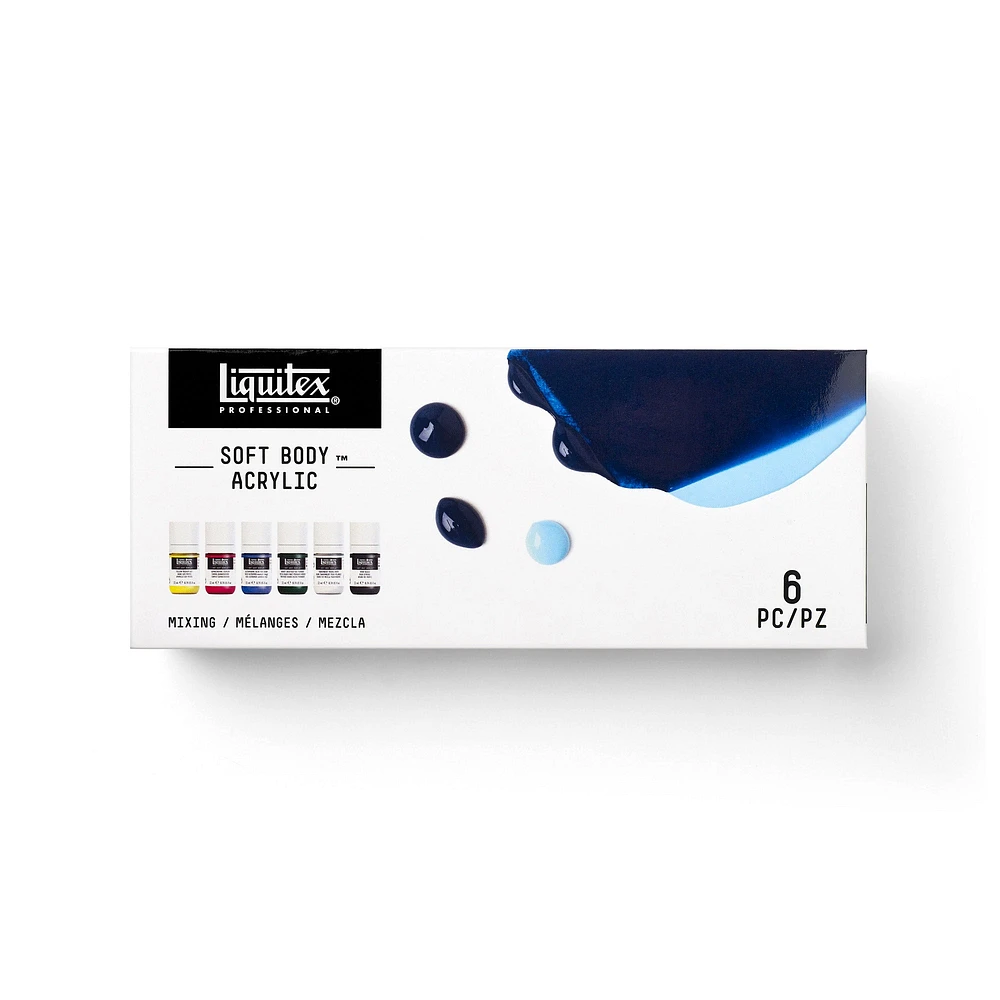 Ens. acrylique Soft Body - couleurs de mélange, 6 x 22 ml