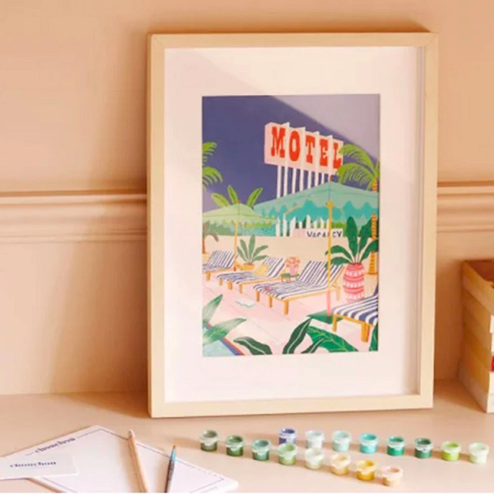 Kit peinture à numéros Petit Pinceau - « La piscine du motel »