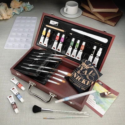 Watercolour Wooden Box Kit - 32 Pieces