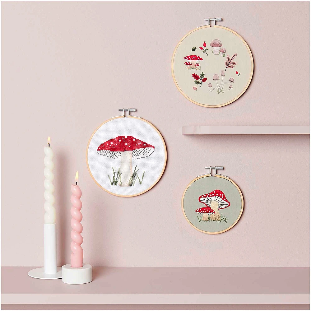 X-Stitch Embroidery Kit - Mushroom Wreath