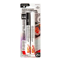 Acrylic Marker Kit - Reversible Tip, Black & White, 2 Pieces