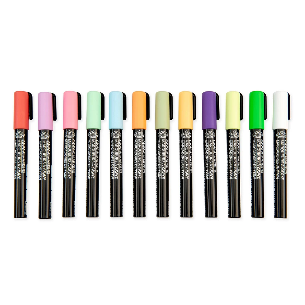 Chalk Marker Kit - Reversible Tip, Primary Colours, 12 Pieces