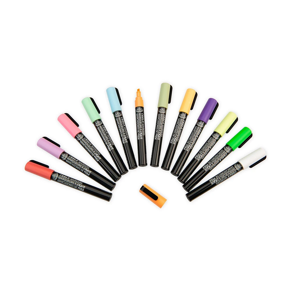 Chalk Marker Kit - Reversible Tip, Primary Colours, 12 Pieces