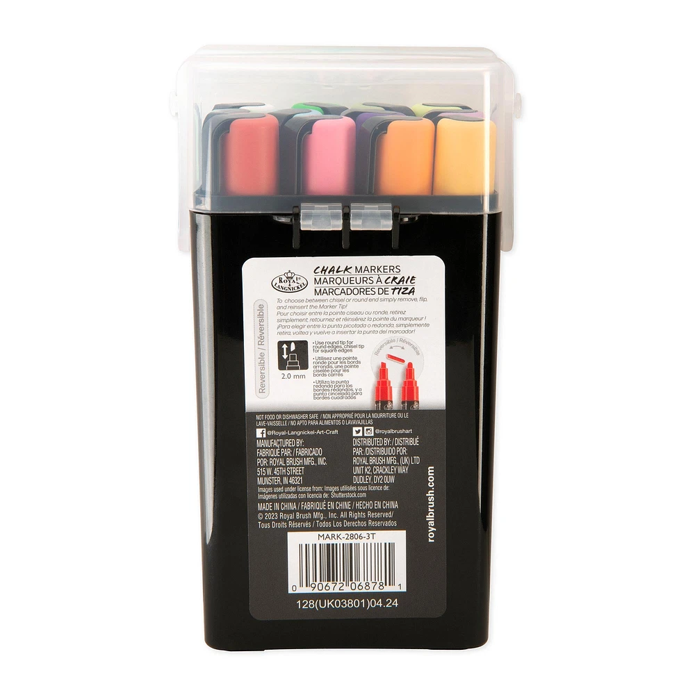 Chalk Marker Kit - Reversible Tip, Primary Colours, 12 Pieces