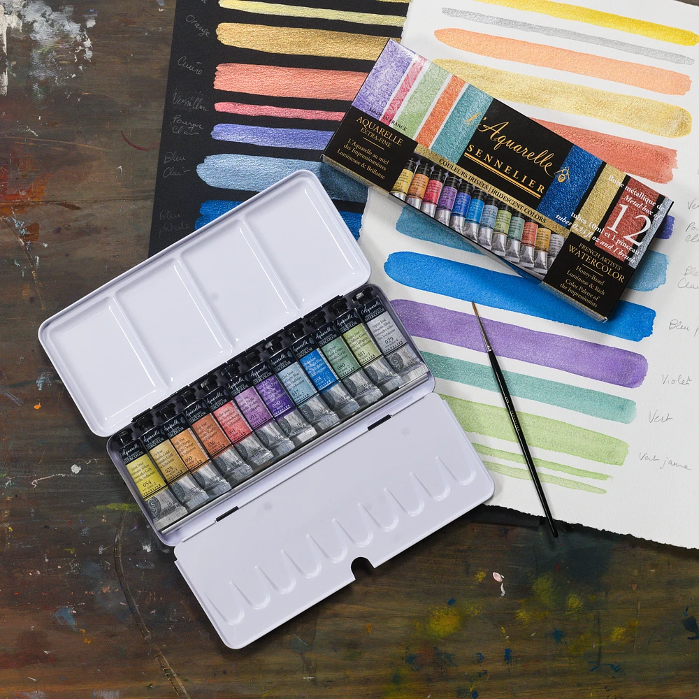 l'Aquarelle Watercolour Kit - Iridescent, 12 Pieces