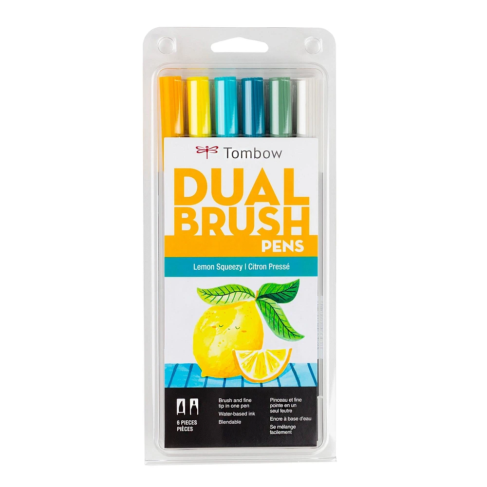 Dual Brush Pens - Lemon Squeezy, 6 Pieces