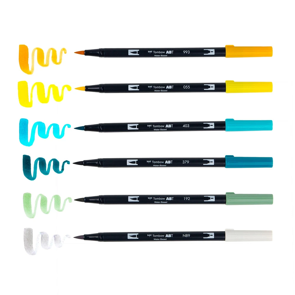 Dual Brush Pens - Lemon Squeezy, 6 Pieces