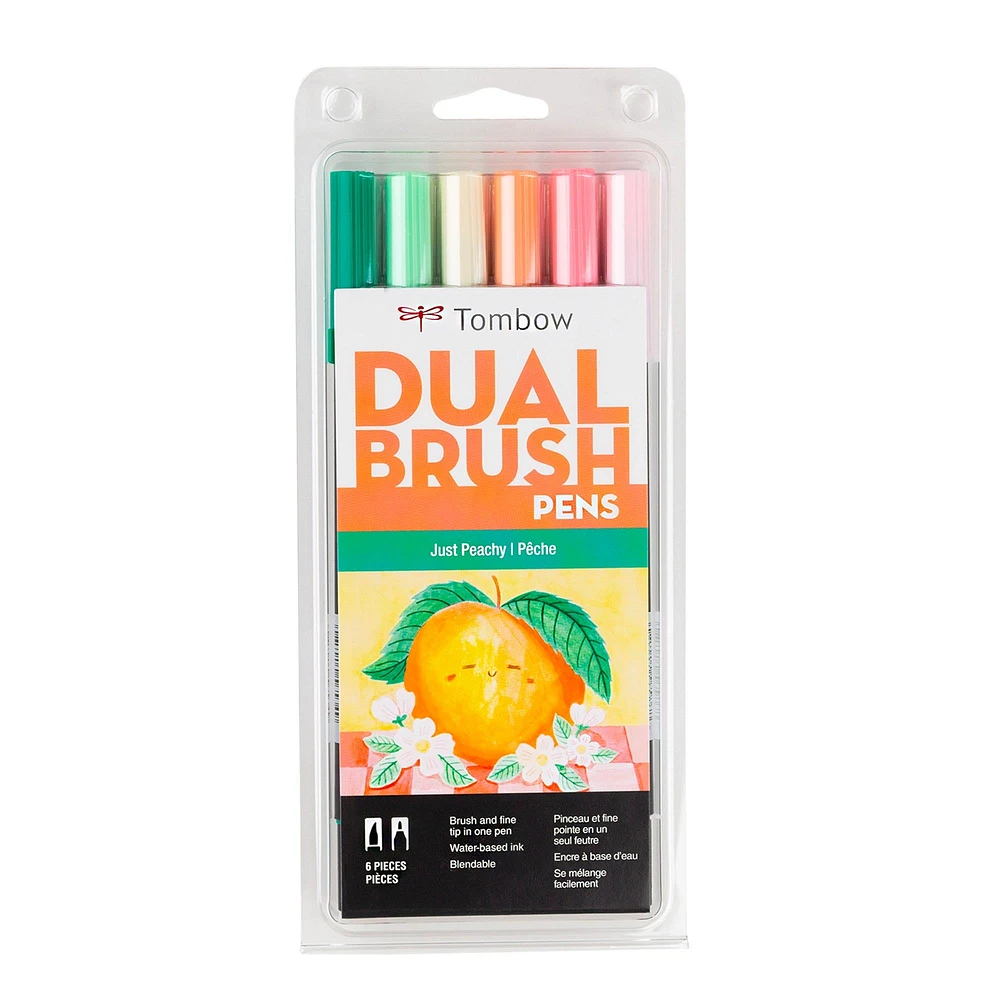 Dual Brush Pens - Just Peachy, 6 Pieces