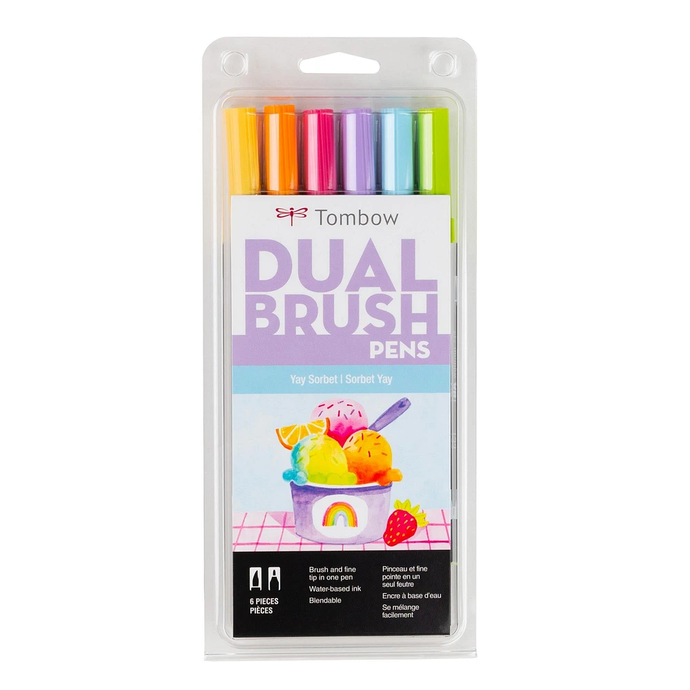 Dual Brush Pens - Yay Sorbet, 6 Pieces