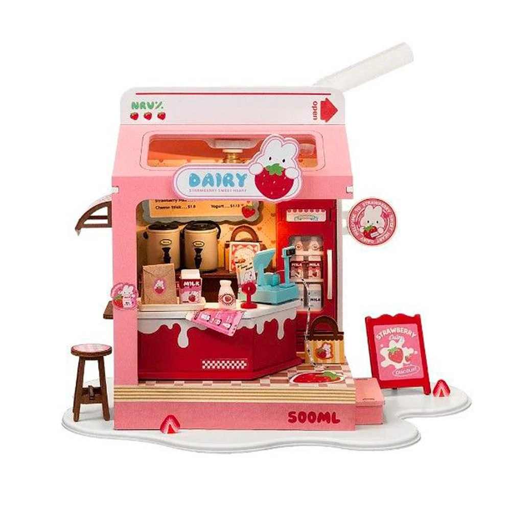 Mini maison DIY - Lait aux fraises