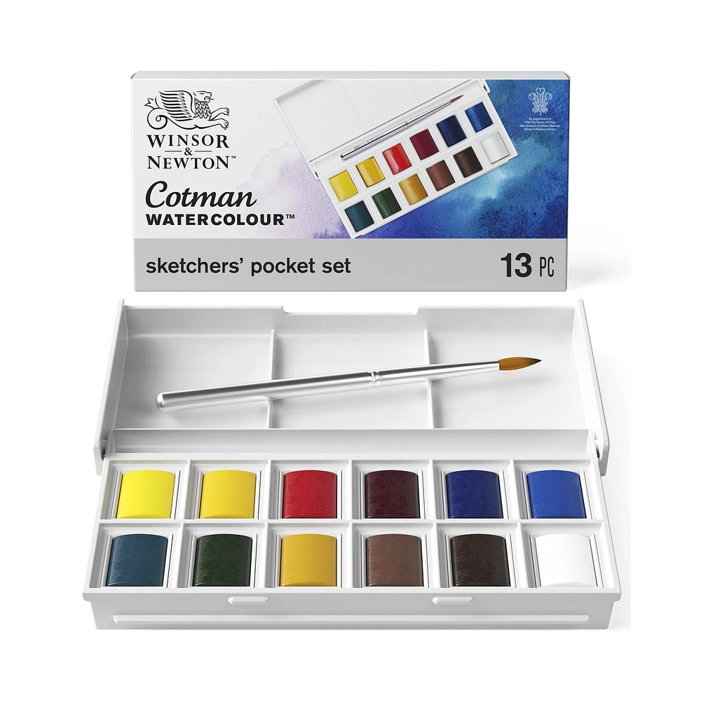 Ensemble aquarelle Cotman pour croquis - 12 demi-godets