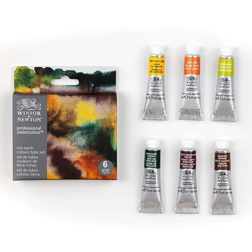 Professional Watercolour Kit - Rich Earth, 6 Pieces