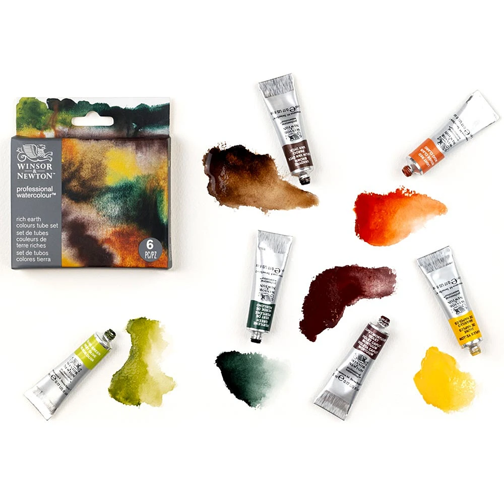 Professional Watercolour Kit - Rich Earth, 6 Pieces